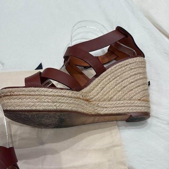Lanvin Espadrille Crisscross Sandals Wedge Platform Brown Used Once - Picture 9 of 14